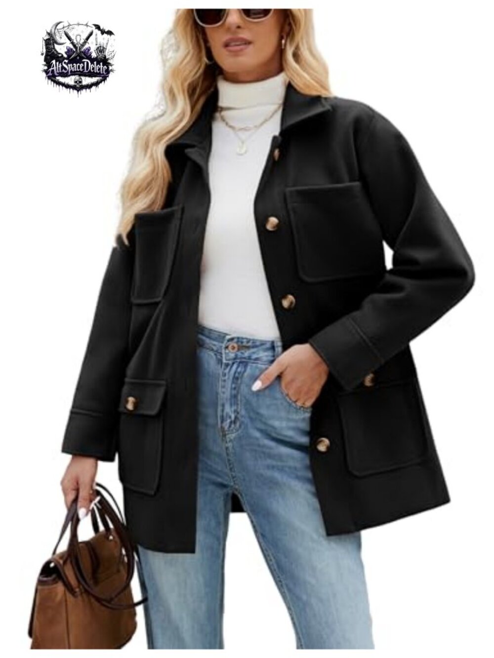 Womens Wool Blend Pea Coat Mid Long Button Down Winter Trench Coat with Pockets